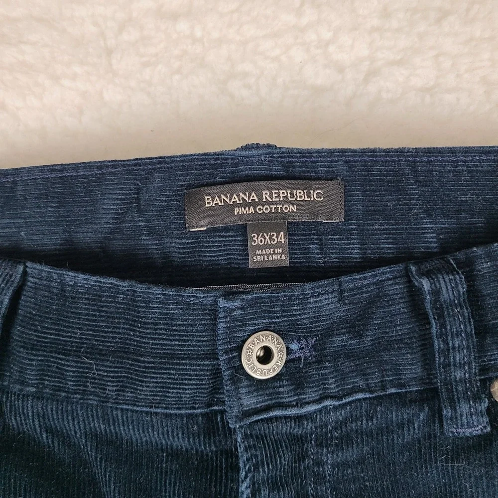 Banana Republic Corduroy Pants Mens 36x34 Blue 100% Pima Cotton‎ Straight Leg